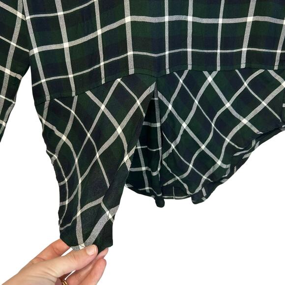 Lucky Brand Split Back Plaid Flannel Shirt NWT Women's S Green Soft Lightweight - Picture 7 of 10